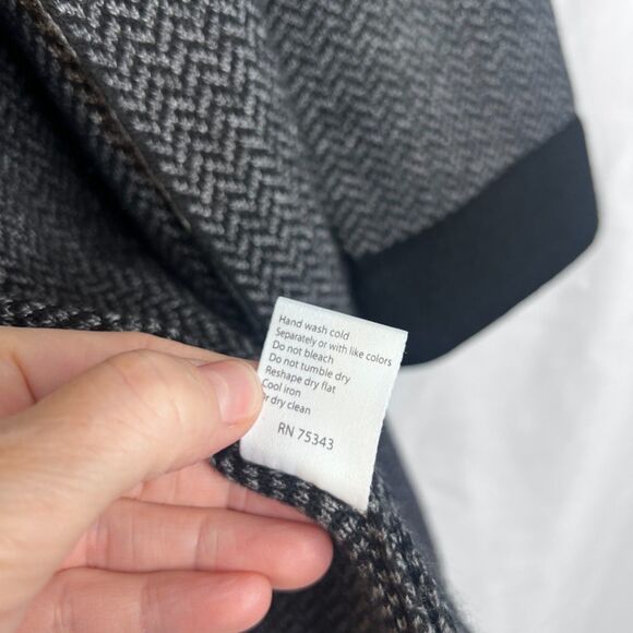 Benedetta B Cape Cardigan Merino Wool Blend Tweed Look Chevron Size Small - Picture 8 of 10